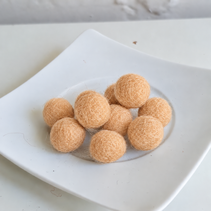 100% Wool Felt Balls 1cm (3/8") - Apricot Whip COMING SOON