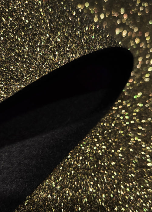 Black and Gold Glitter Wool Felt - Limited Edition