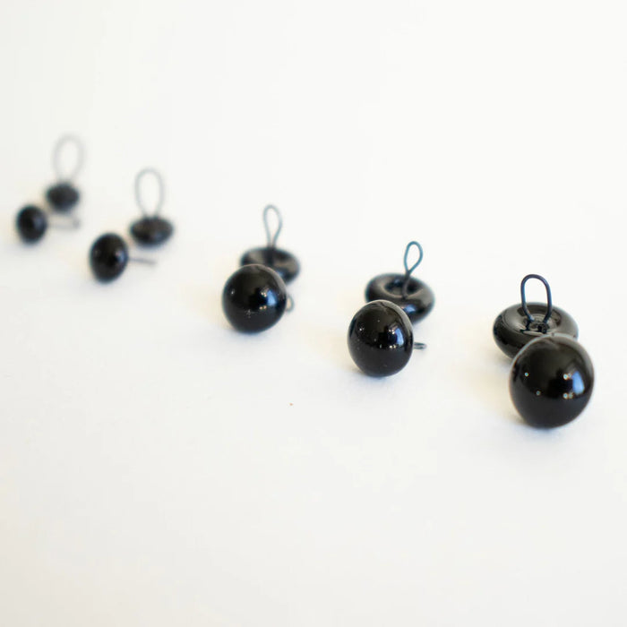 Black Glass Doll Eyes on Wire Loop