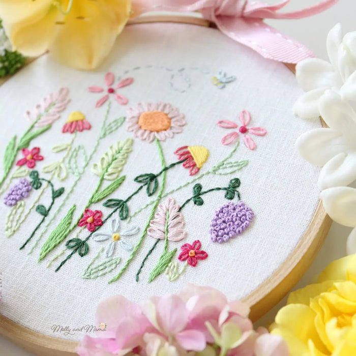 Molly and Mama Nans Garden Floral Stitchery Hoop in Summer Shades