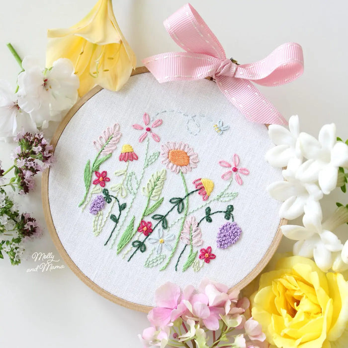 Molly and Mama Nans Garden Floral Stitchery Hoop in Summer Shades