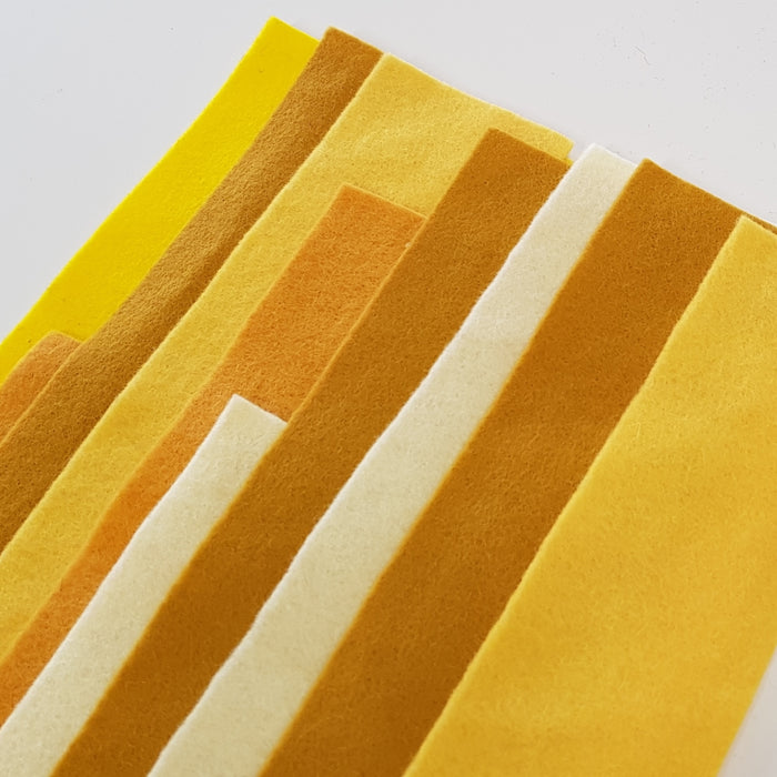 Yellow/Orange Shades Merino Wool Felt Scrap Pack