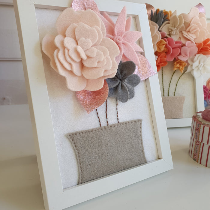 DIY Felt Flower Kit,Felt Pink Rose Bouquet Kit,Floral Gifts,Beginner Craft  Kit