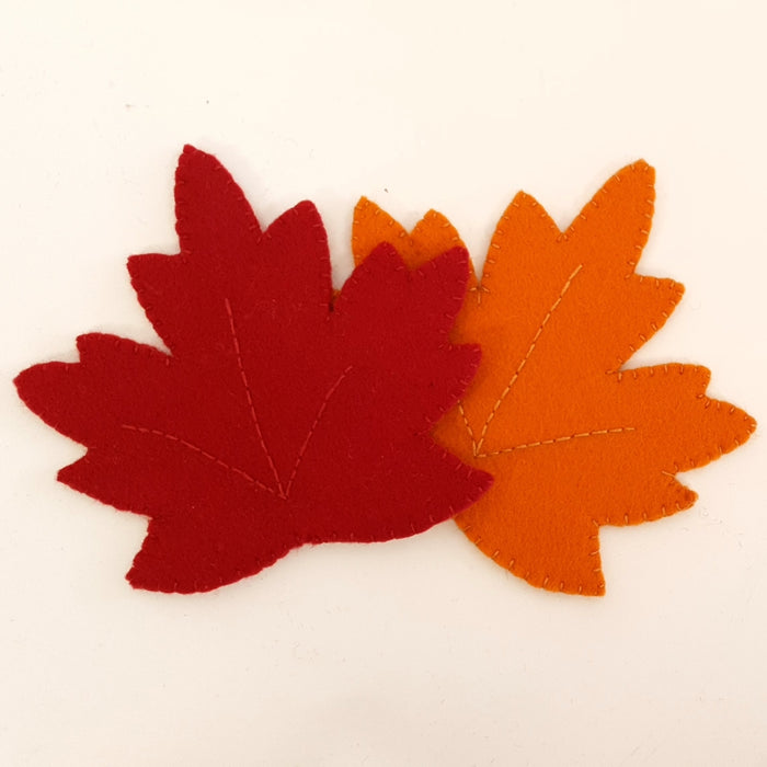 5 Sheet Bundle Autumn Leaves Wool Felt Pack - Includes Printed Autumn Leaves Coaster Pattern