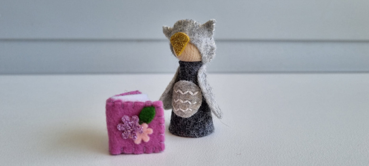 My Felt Lady Woodland Little Bear and Owl Peg Dolls PDF Download Pattern