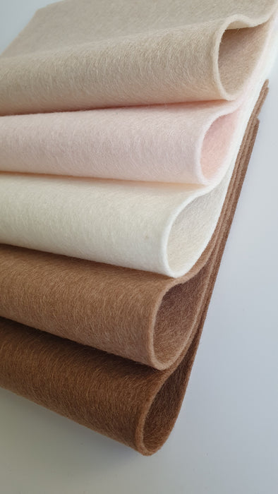 5 Sheet Bundle Purely Natural Wool Felt