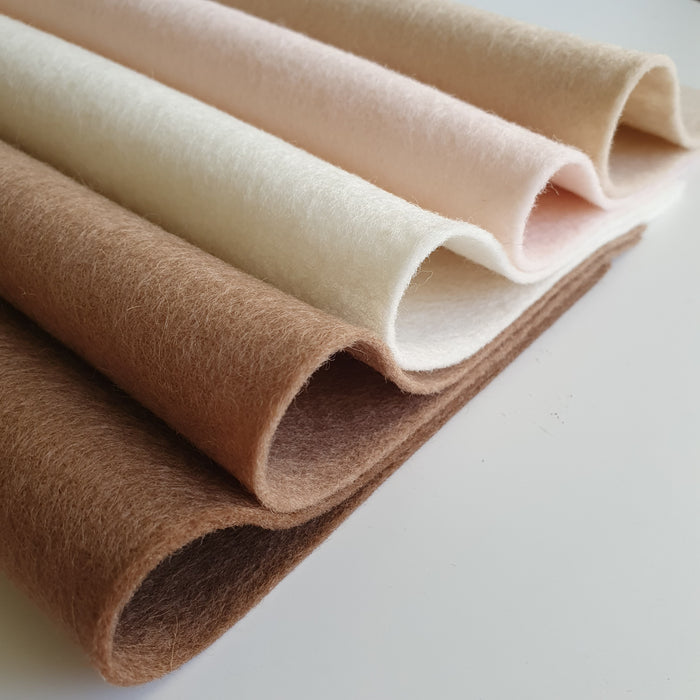 5 Sheet Bundle Purely Natural Wool Felt
