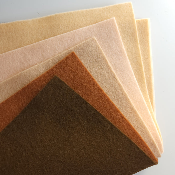 5 Sheet Bundle Cinnamon Role Wool Felt