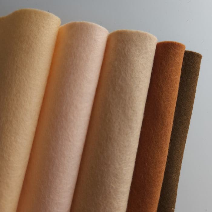 5 Sheet Bundle Cinnamon Role Wool Felt