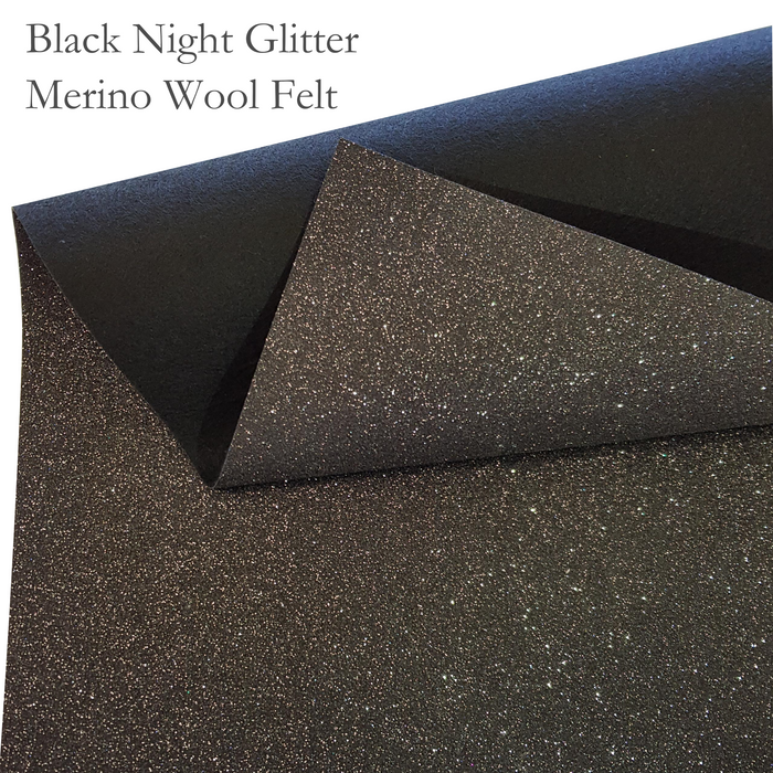 Black Night Glitter Wool Felt