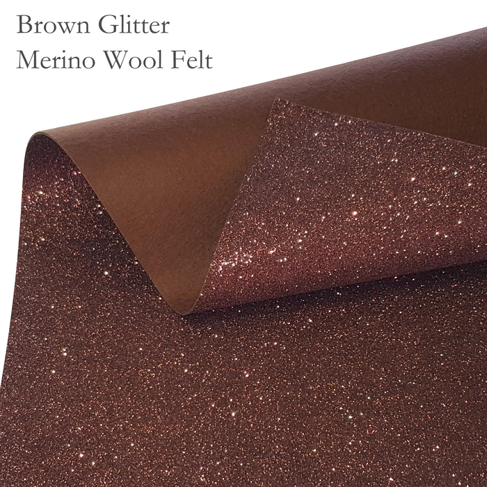 Brown Glitter Wool Felt