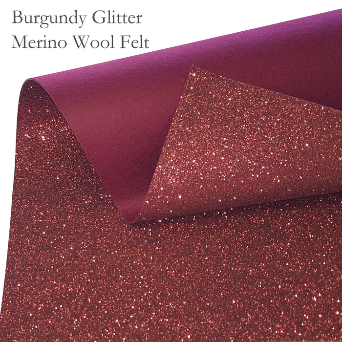 Burgundy Glitter Wool Felt