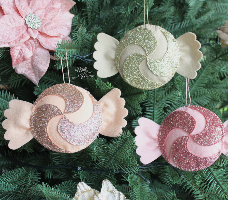 DIY Craft - My Felt Lady Exclusive Christmas Lollipops in Pastel Wool and Glitter Wool Felt