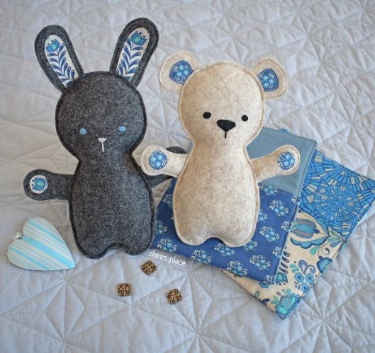 Clare's Place Bed Time Bunny and Bear Hard Copy Pattern