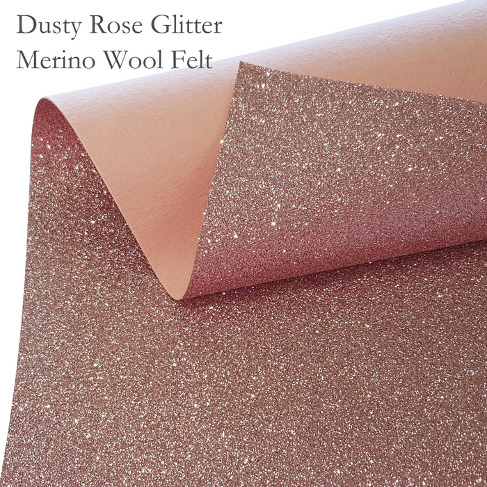 Dusty Rose Glitter Wool Felt