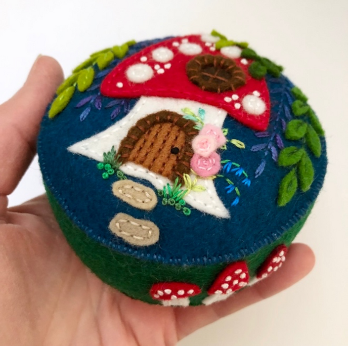 DIY Craft - Fabric & Ink Mushroom Fairy House Pincushion