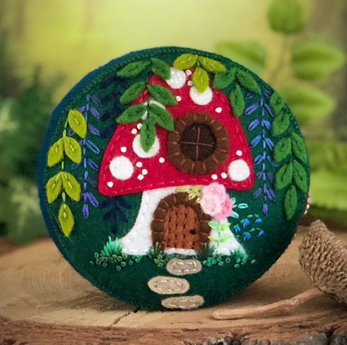 DIY Craft - Fabric & Ink Mushroom Fairy House Pincushion