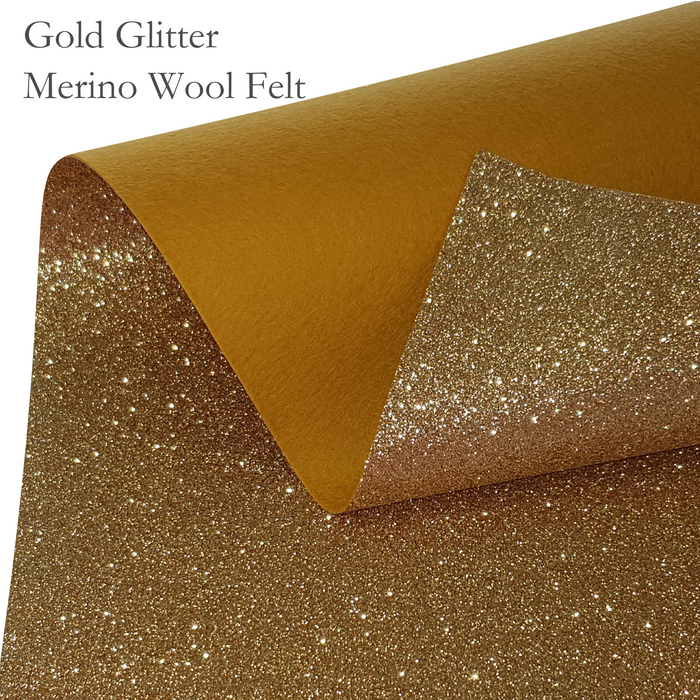 Gold Glitter Wool Felt