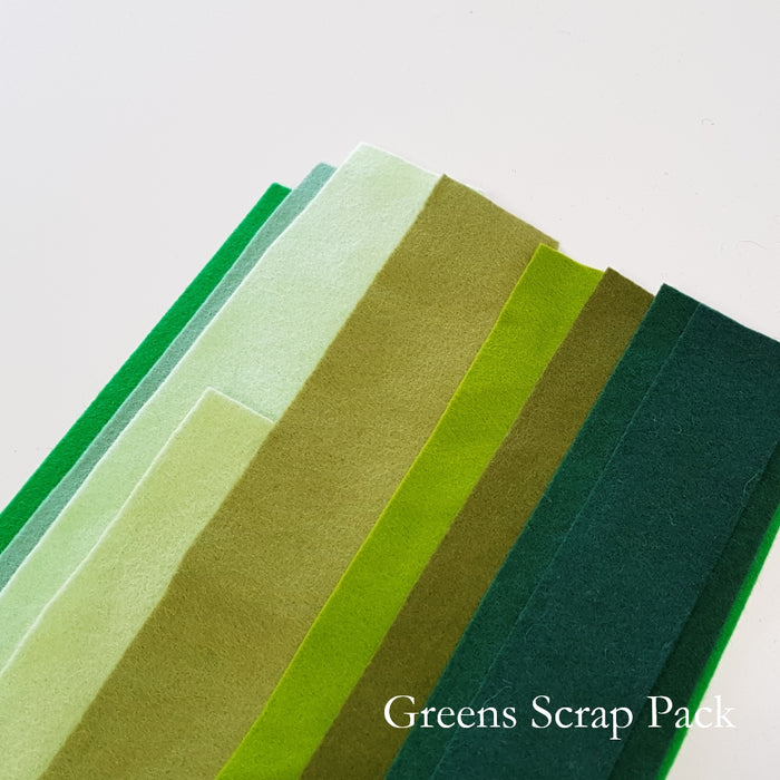 Green Shades Wool Felt Scrap Pack