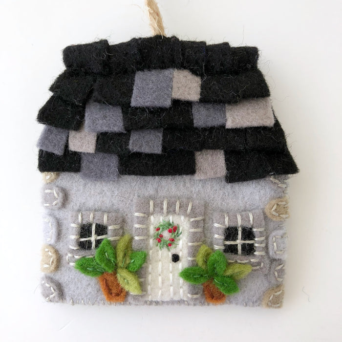 DIY Craft - Fabric and Ink Wool Felt Cottage Ornaments