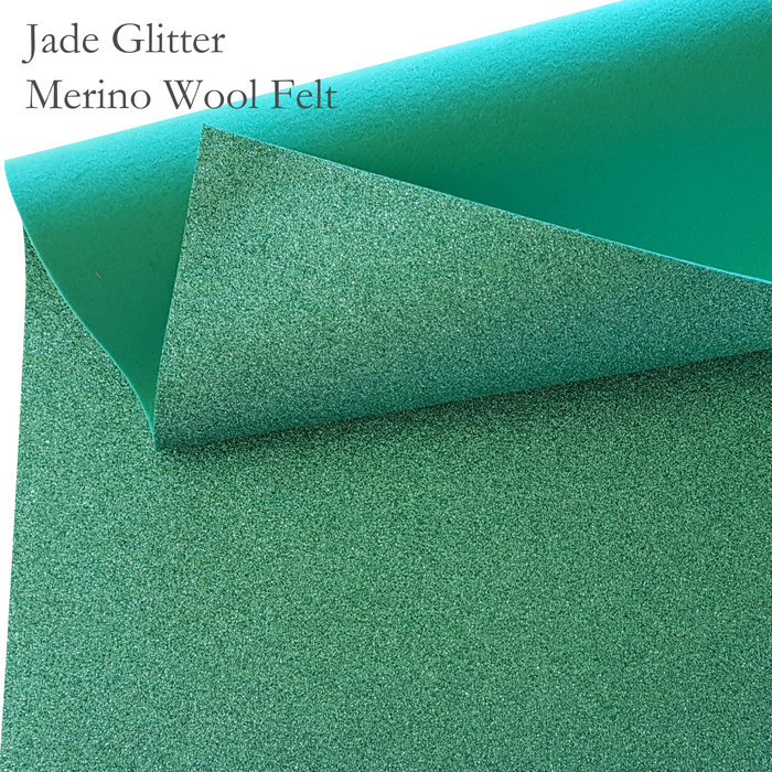 Jade Glitter Wool Felt