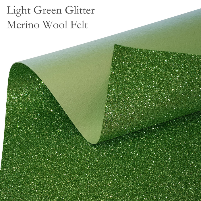 Light Green Glitter Wool Felt
