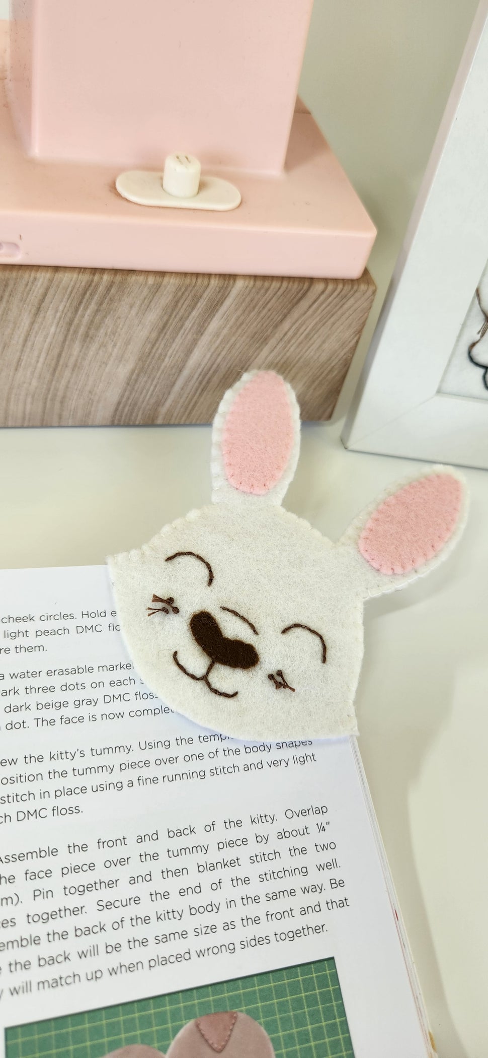 My Felt Lady Bunny Picture & Bookmark FREE PDF Download Pattern