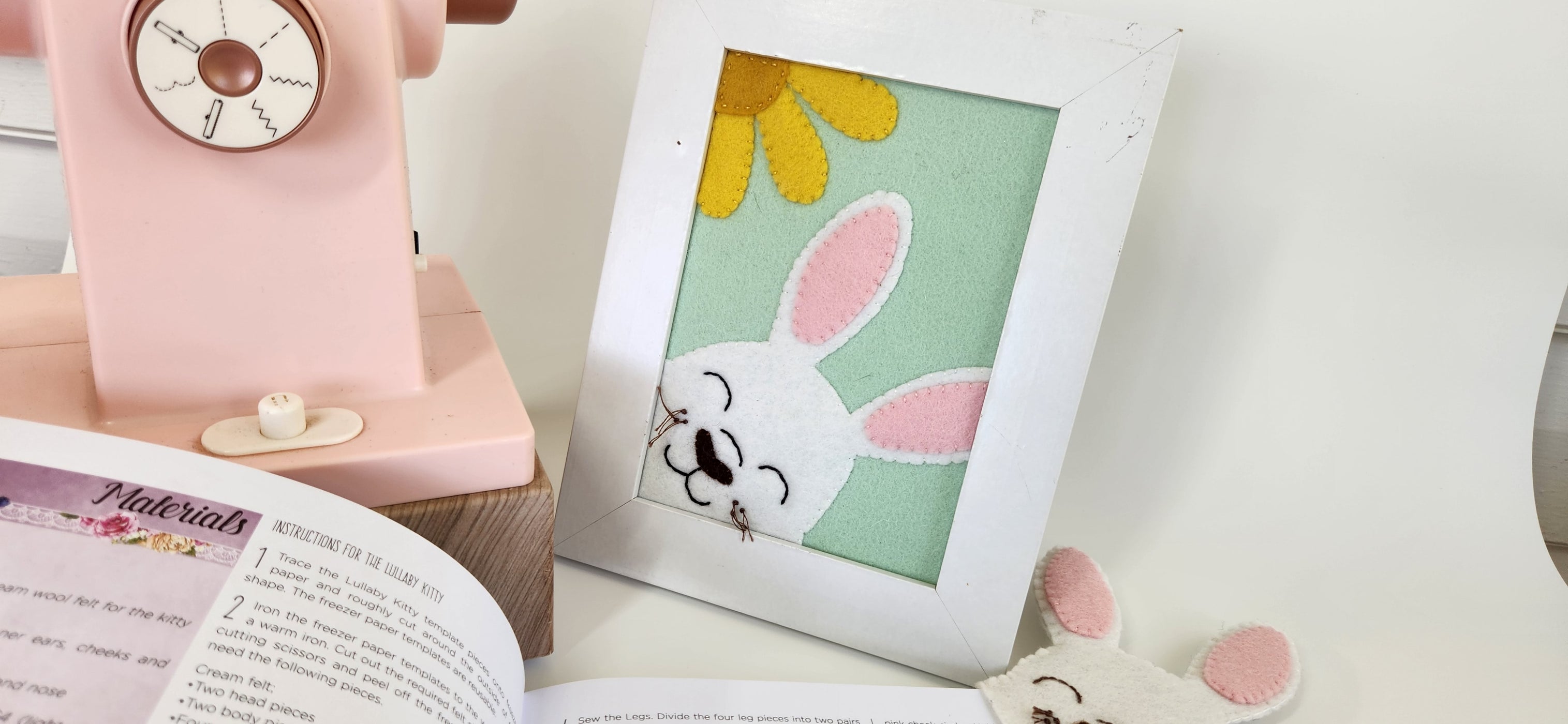 My Felt Lady Bunny Picture & Bookmark FREE PDF Download Pattern