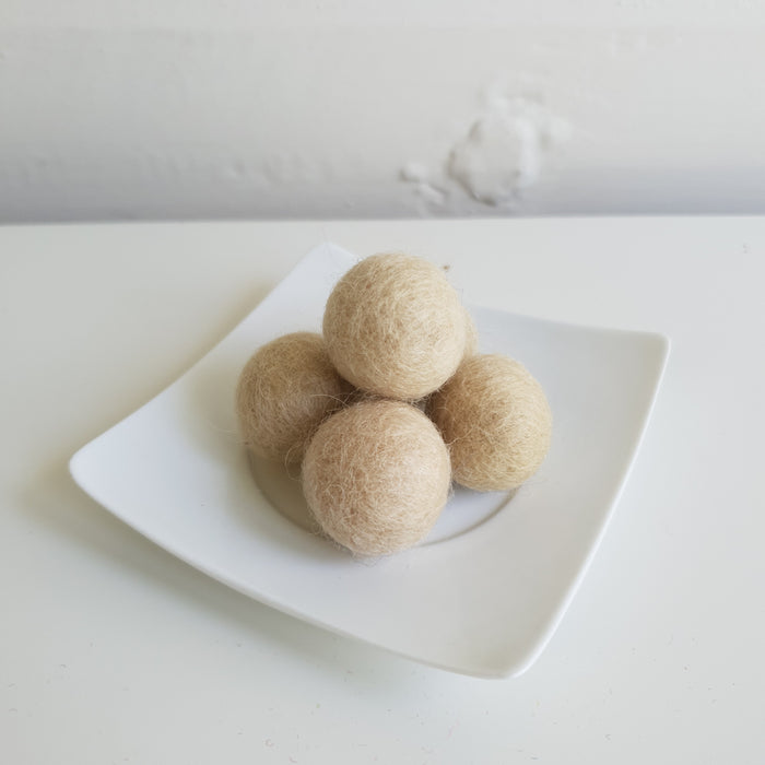 100% Wool Felt Balls 2cm (3/4") - Almond