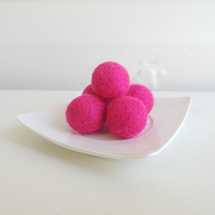 Hot Pink- Wool felt ball 2cm