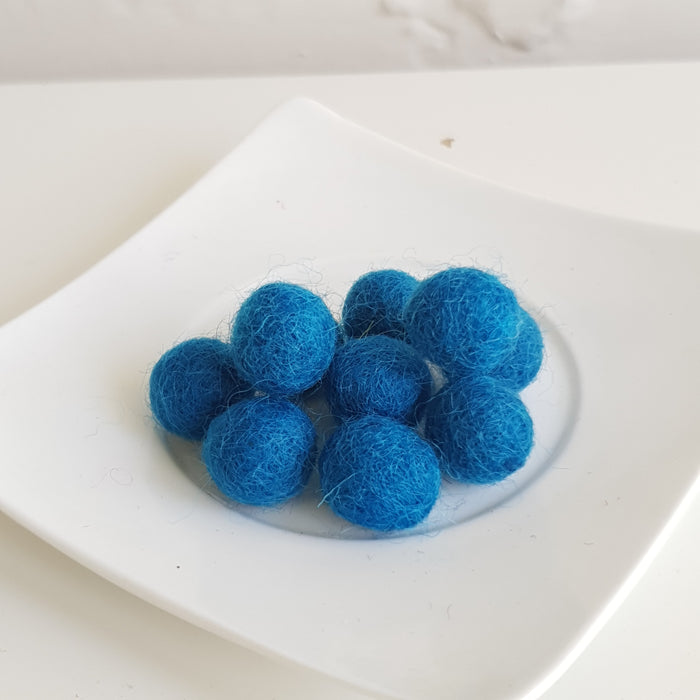 100% Wool Felt Balls 1cm (3/8") - Victorian Blue