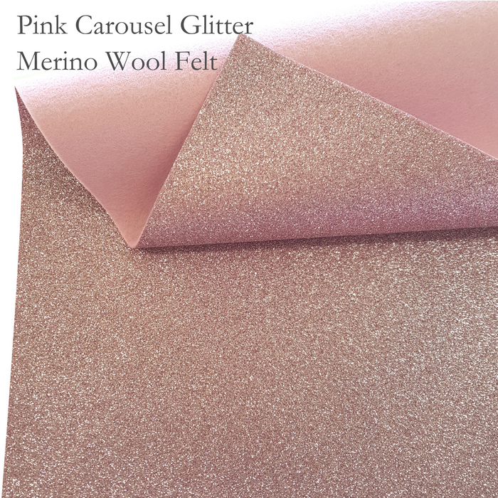 Pink Carousel Glitter Wool Felt