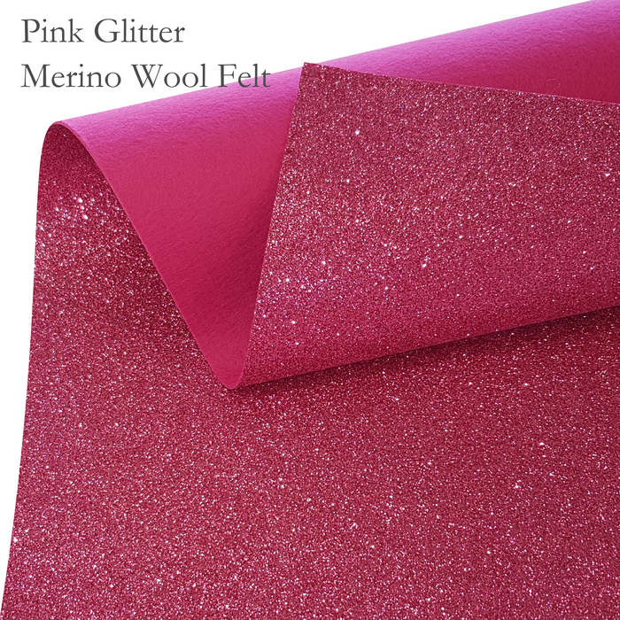 Pink Glitter Wool Felt