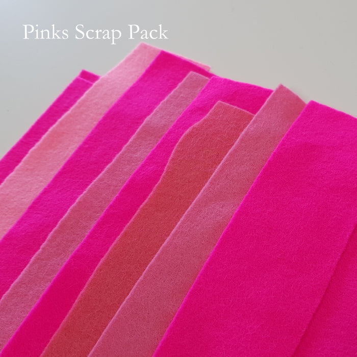 Pink Shades Merino Wool Felt Scrap Pack