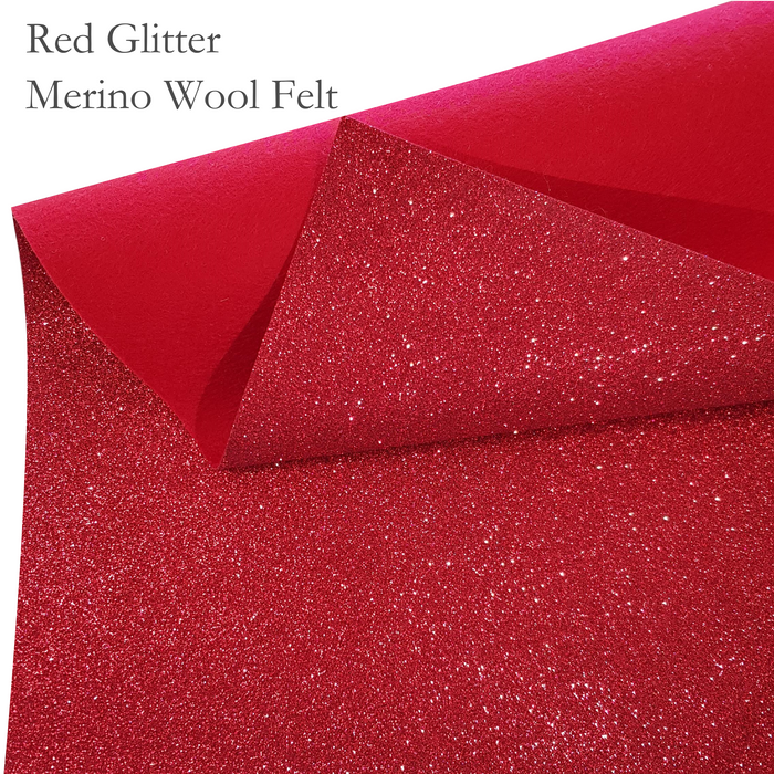 Red Glitter Wool Felt