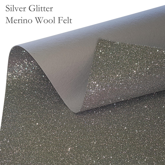 Silver Glitter Wool Felt