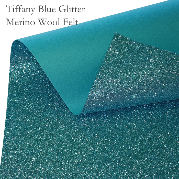 Tiffany Blue Glitter Wool Felt