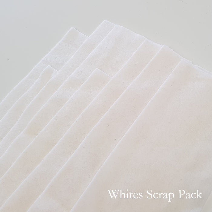 White and Neutral Shades Merino Wool Felt Scrap Pack