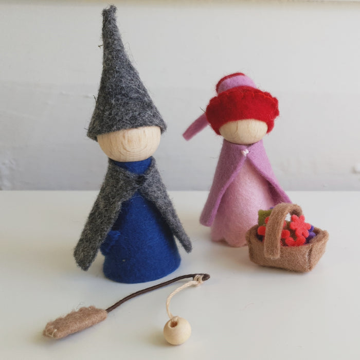 Woodland Peg Dolls with Fishing Rod and Basket PDF Download Sewing Pattern