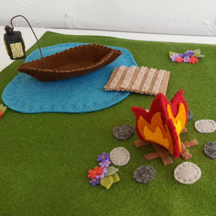 Woodland Playmat with Fishing Boat and Cozy Fire Pit PDF Download Sewing Pattern